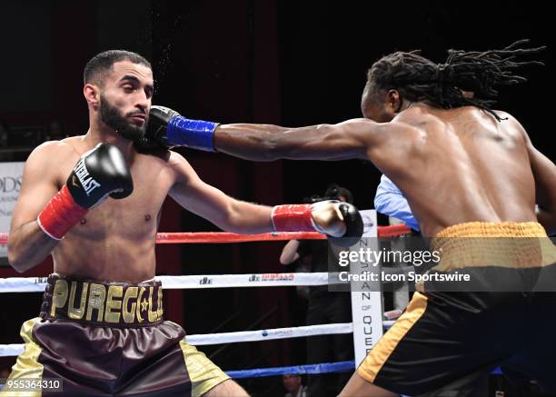 Khalid Twaiti battles Joseph Cole during their bout on May 5, 2018 at the Foxwoods Fox Theater in Mashantucket, Connecticut. Khalid Twaiti defeated...