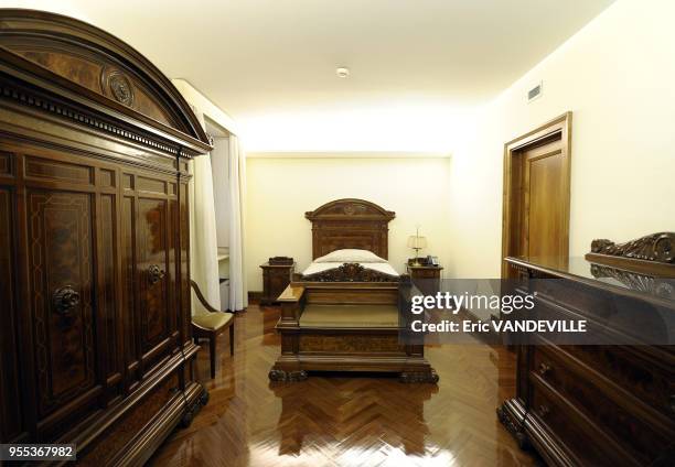 Appartement du pape François à la résidence Santa Marta en mars 2013 au Vatican. Après son élection, le 13 mars 2013, le pape François, s'y sentant...