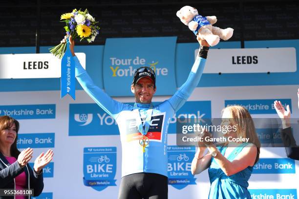 Greg Van Avermaet of Belgium and BMC Racing Team Blue Leader Jersey / Celebration / during the 4th Tour of Yorkshire 2018, Stage 4 a 189,5km stage...