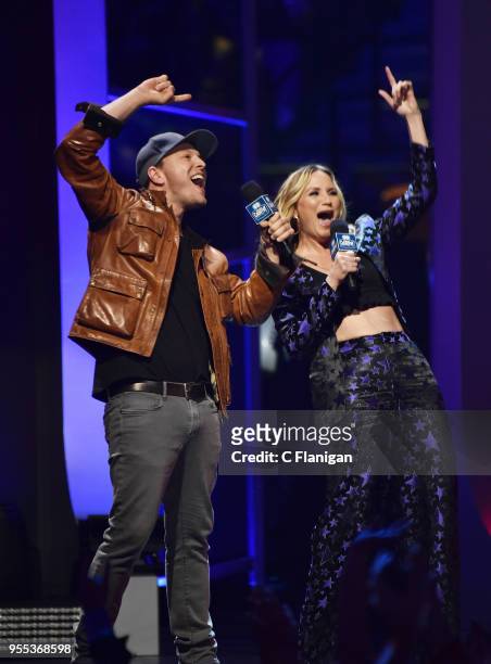 Gavin DeGraw and Jennifer Nettles of Sugarland speak onstage during the 2018 iHeartCountry Festival by AT&T at The Frank Erwin Center on May 5, 2018...