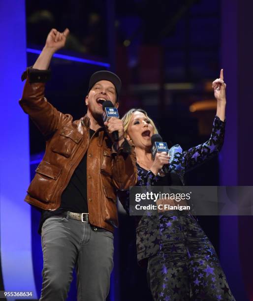 Gavin DeGraw and Jennifer Nettles of Sugarland speak onstage during the 2018 iHeartCountry Festival by AT&T at The Frank Erwin Center on May 5, 2018...