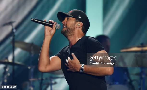 Luke Bryan performs during the 2018 iHeartCountry Festival by AT&T at The Frank Erwin Center on May 5, 2018 in Austin, Texas.