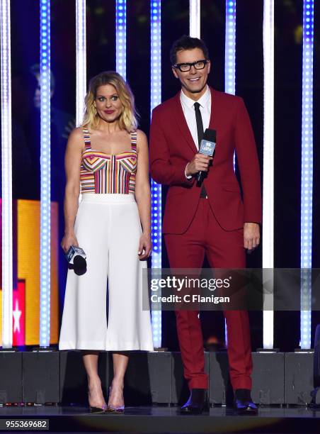 Hosts Candace Cameron-Bure and Bobby Bones speak onstage during the 2018 iHeartCountry Festival by AT&T at The Frank Erwin Center on May 5, 2018 in...