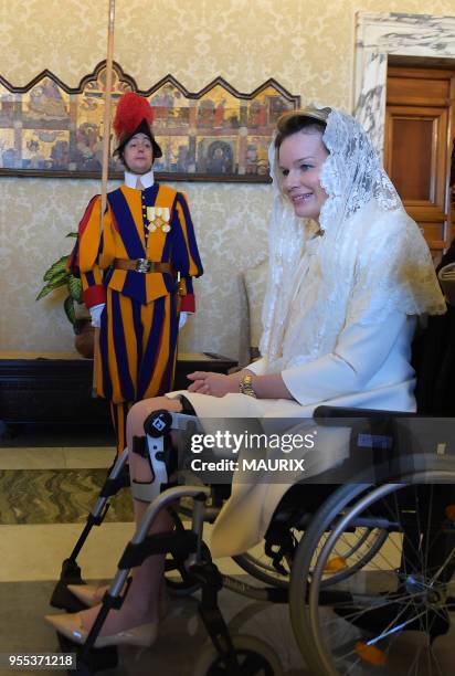 Le pape François a reçu en audience privée le roi Philippe et la reine Mathilde de Belgique le 9 mars 2015 au Vatican. Les souverains belges ont...