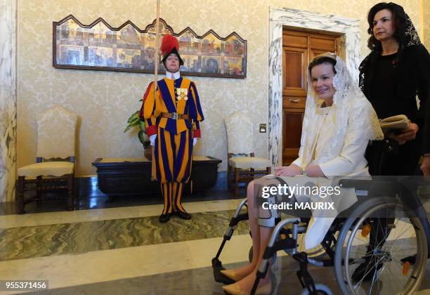 Le pape François a reçu en audience privée le roi Philippe et la reine Mathilde de Belgique le 9 mars 2015 au Vatican. Les souverains belges ont...