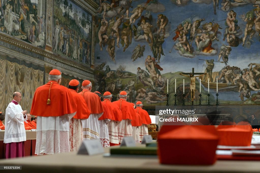 First day of the conclave in the Sistine Chapel at the Vatican