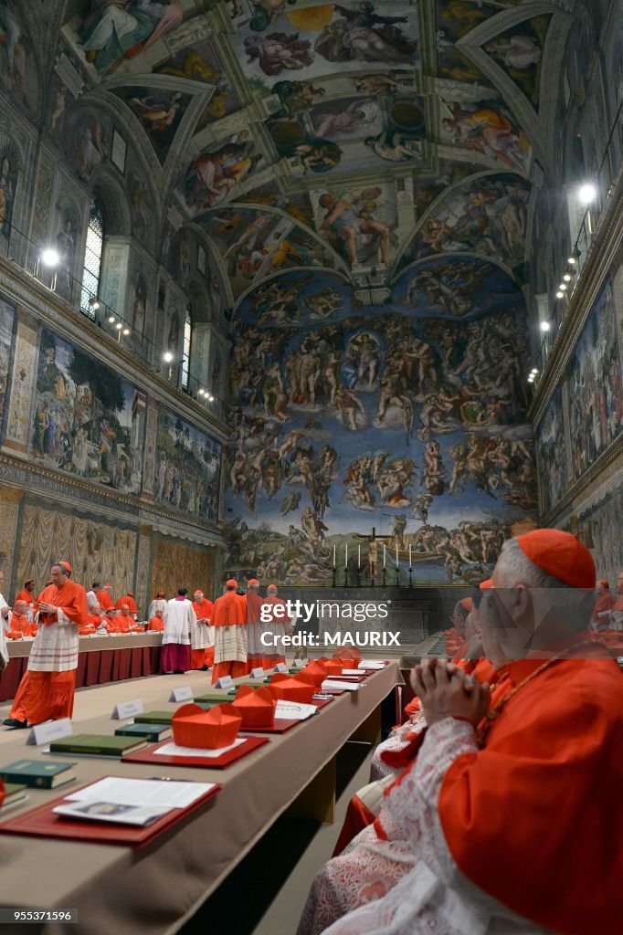 First day of the conclave in the Sistine Chapel at the Vatican