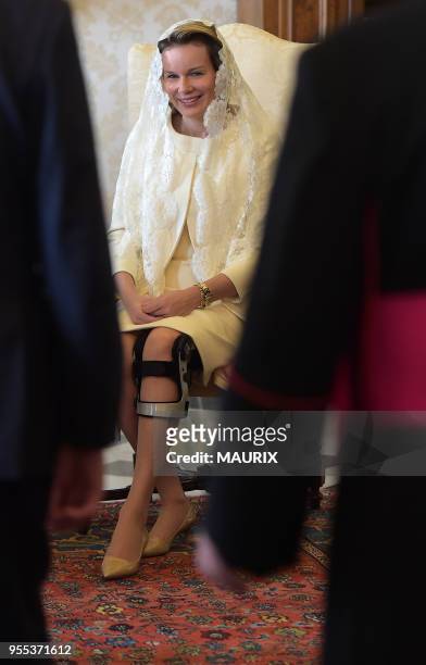 Le pape François a reçu en audience privée le roi Philippe et la reine Mathilde de Belgique le 9 mars 2015 au Vatican. Les souverains belges ont...