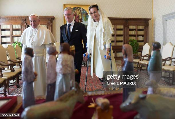 Le pape François a reçu en audience privée le roi Philippe et la reine Mathilde de Belgique le 9 mars 2015 au Vatican. Les souverains belges ont...