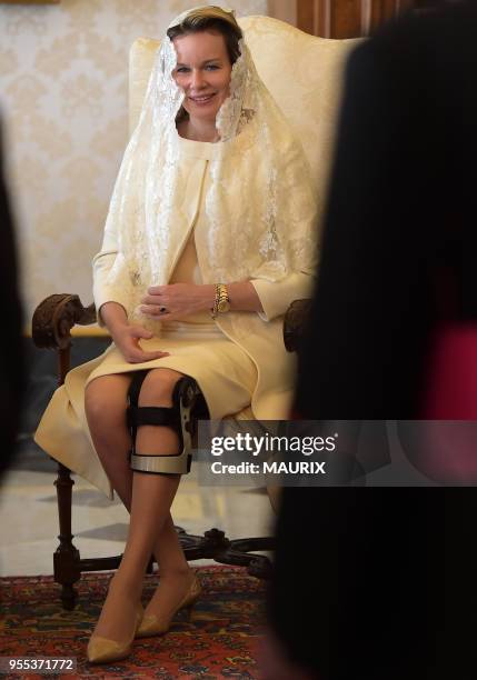 Le pape François a reçu en audience privée le roi Philippe et la reine Mathilde de Belgique le 9 mars 2015 au Vatican. Les souverains belges ont...