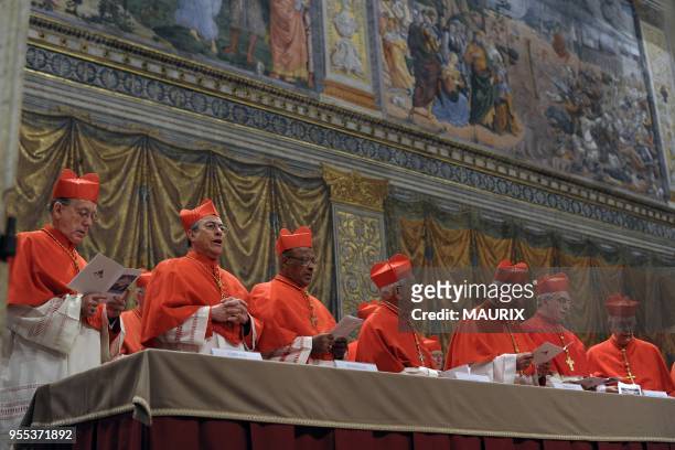 Cardinals filed into the Sistine Chapel for the conclave on March 12, 2013 in Vatican.