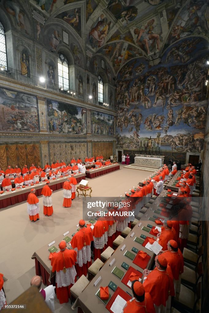 First day of the conclave in the Sistine Chapel at the Vatican