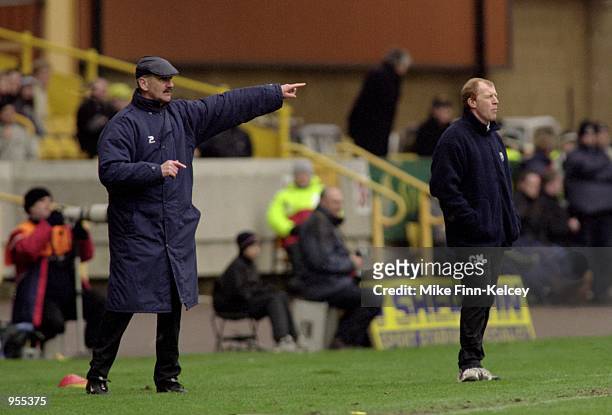 West Bromwich Albion manager Gary Megson looks on with his assistant Frank Burrows during the Nationwide League Division One match against...