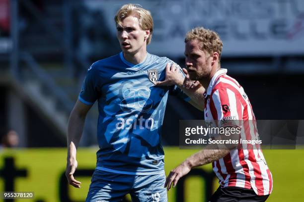 Vincent Vermeij of Heracles Almelo, Michel Breuer of Sparta Rotterdam during the Dutch Eredivisie match between Sparta v Heracles Almelo at the...