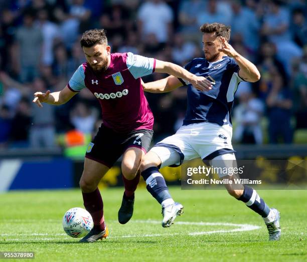 Robert Snodgrass of Aston Villa during the Sky Bet Championship match between Millwall and Aston Villa at the Den on May 06, 2018 in London, England.