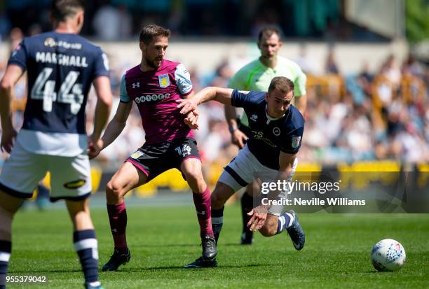 Conor Hourihane of Aston Villa during the Sky Bet Championship match between Millwall and Aston Villa at the Den on May 06, 2018 in London, England.