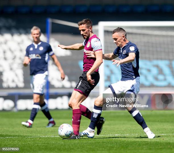 Conor Hourihane of Aston Villa during the Sky Bet Championship match between Millwall and Aston Villa at the Den on May 06, 2018 in London, England.