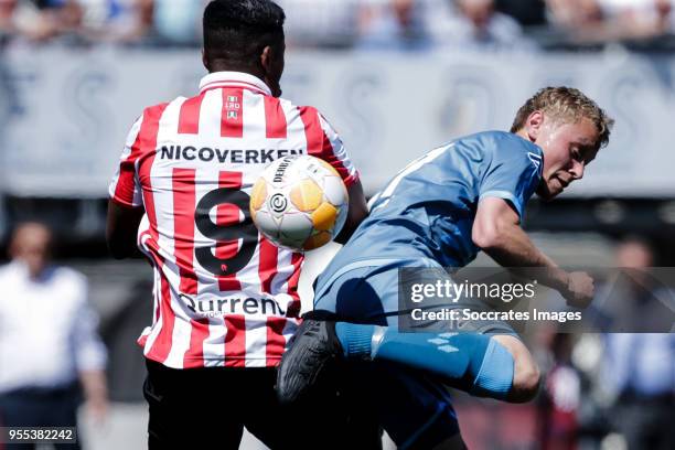 Fred Friday of Sparta Rotterdam, Niels Leemhuis of Heracles Almelo during the Dutch Eredivisie match between Sparta v Heracles Almelo at the Sparta...