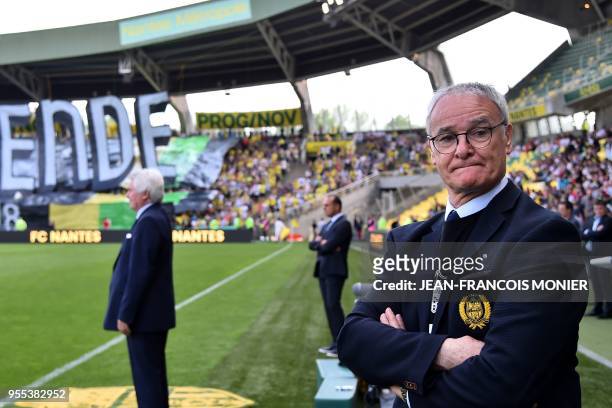 Nantes' Italian head coach Claudio Ranieri looks on prior to the French L1 football match between Nantes and Montpellier , on May 6 at the La...