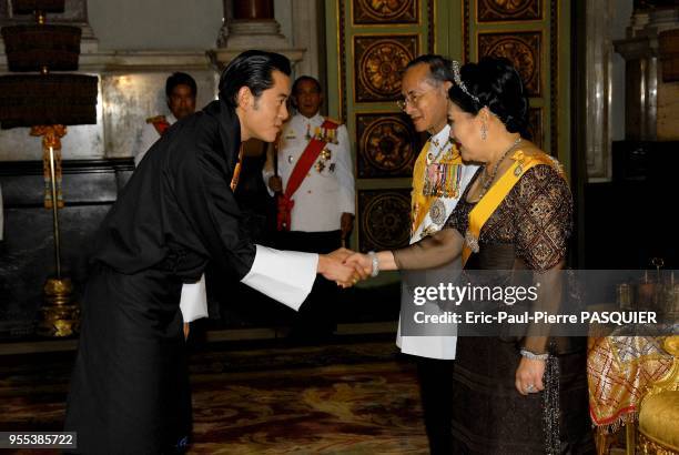 Their Majesties welcome HRH Crown Prince Jigme Khesar Namgyel Wangchuck of Bhutan. For the Sixtieth Anniversary Celebrations of His Majesty's...