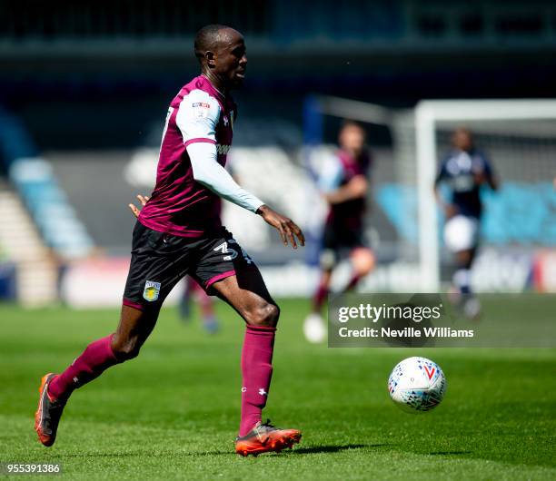 Albert Adomah of Aston Villa during the Sky Bet Championship match between Millwall and Aston Villa at the Den on May 06, 2018 in London, England.