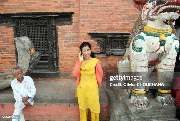 View of the Kumari Ghar palace ,the official residence of the living goddess Kumari on april 15,2011 in Kathmandu,Nepal. Kathmandu is the capital and...