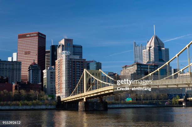 skyline of downtown pittsburgh - allegheny river stock pictures, royalty-free photos & images