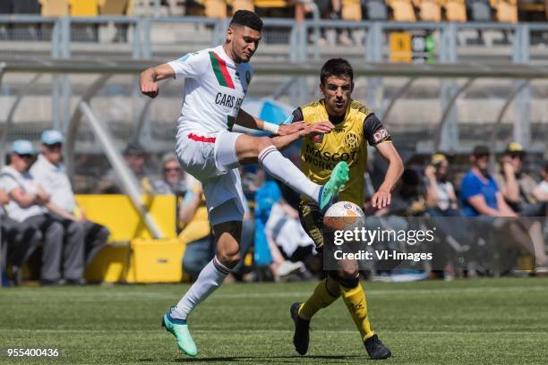 Bjorn Johnsen of ADO Den Haag, Ognjen Gnjatic of Roda JC during the Dutch Eredivisie match between Roda JC Kerkrade and ADO Den Haag at the Parkstad...