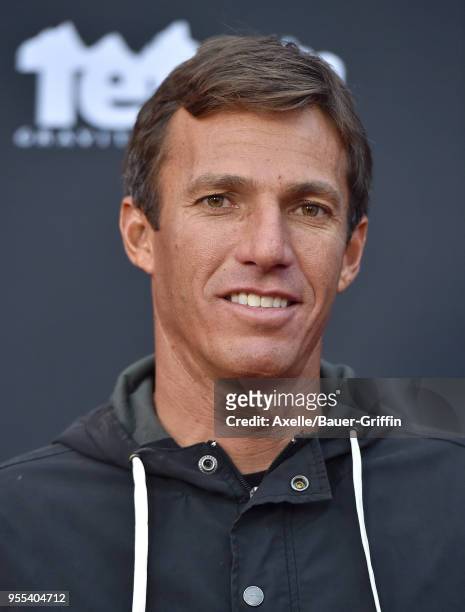 Surfer Cory Lopez arrives at Teton Gravity Research's 'Andy Irons: Kissed by God' World Premiere at Regency Village Theatre on May 2, 2018 in...