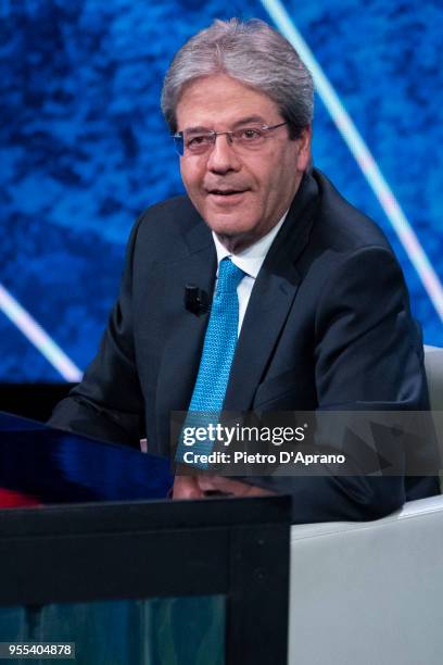 Italian Prime Minister Paolo Gentiloni attends 'Che Tempo Che Fa' tv show on May 6, 2018 in Milan, Italy.