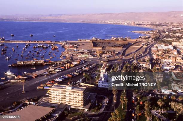 Vue du port d'Arica, Chili.