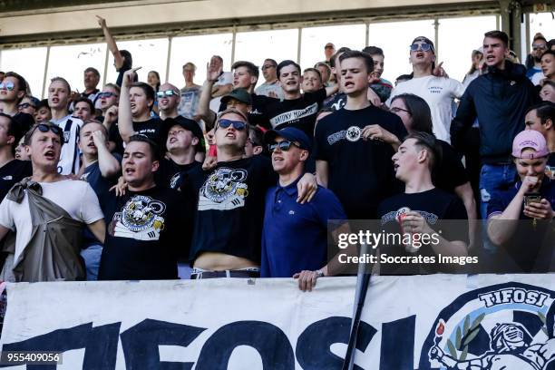 Heracles Almelo supporters during the Dutch Eredivisie match between Sparta v Heracles Almelo at the Sparta Stadium Het Kasteel on May 6, 2018 in...