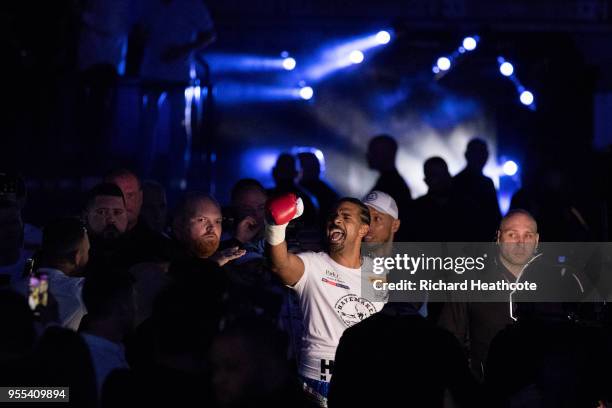 David Haye walks to the ring prior to the Heavyweight contest between Tony Bellew and David Haye at The O2 Arena on May 5, 2018 in London, England....