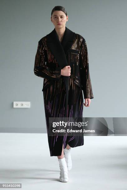 Model walks the runway during the Materiel by Lado Bokuchava Fall/Winter 2018/2019 Collection fashion show at Mercedes-Benz Fashion Week Tbilisi on...