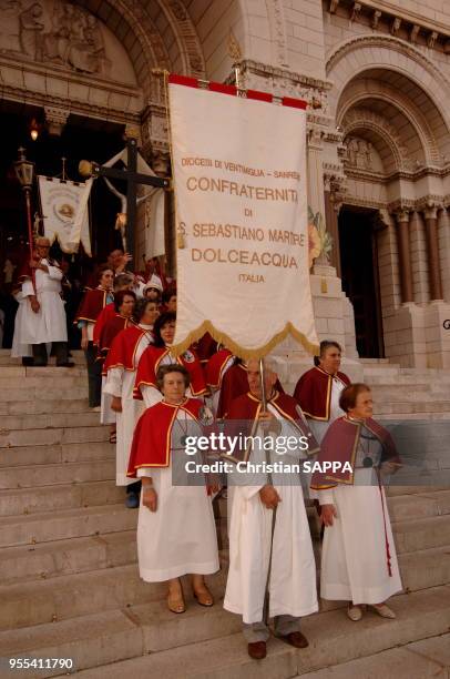 Fête religieuse catholique Fête-Dieu, Fête du Saint-Sacrement ou de Corpus Domini, circa 1990, principauté de Monaco.