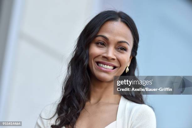 Actress Zoe Saldana is honored with star on the Hollywood Walk of Fame on May 3, 2018 in Hollywood, California.