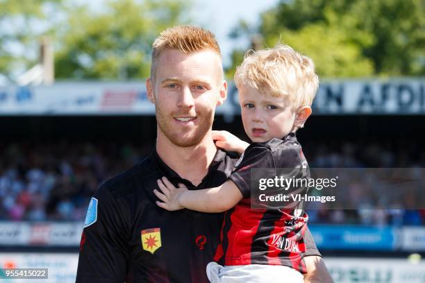 Mike van Duinen of Excelsior with son during the Dutch Eredivisie match between sbv Excelsior Rotterdam and Ajax Amsterdam at Van Donge & De Roo...