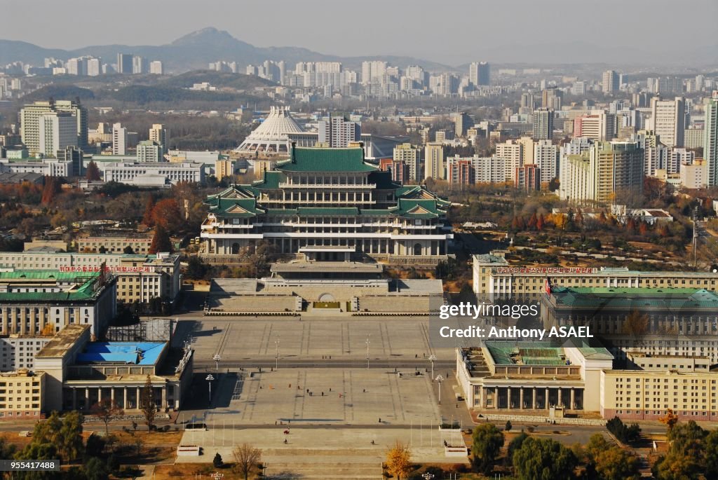 central business district in Pyongyang, showing official government ...