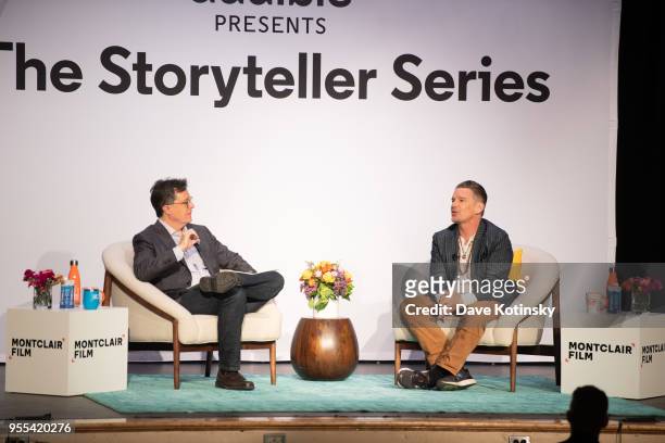 Ethan Hawke and Stephen Colbert speak at the Montclair Film Festival on May 6, 2018 in Montclair, NJ.