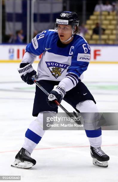 Mikael Granlund of Finland skates against Latvia during the 2018 IIHF Ice Hockey World Championship group stage game between Latvia and Finland at...