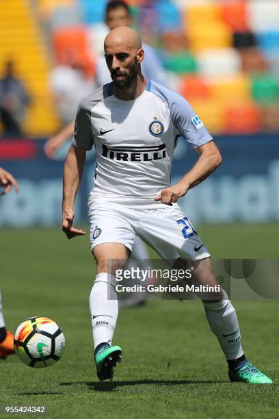Borja Valero of FC Internazionale in action during the serie A match between Udinese Calcio and FC Internazionale at Stadio Friuli on May 6, 2018 in...