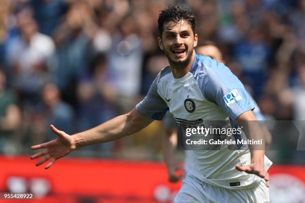 Andrea Ranocchia of FC Internanzionale reacts during the serie A match between Udinese Calcio and FC Internazionale at Stadio Friuli on May 6, 2018...