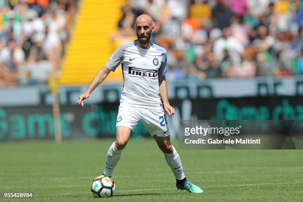 Borja Valero of FC Internazionale in action during the serie A match between Udinese Calcio and FC Internazionale at Stadio Friuli on May 6, 2018 in...