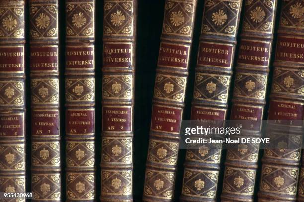 Livres de la bibliothèque du Palazzina dei Mulini , résidence de Napoléon Bonaparte lors de son exil sur l'île d'Elbe, à Portoferraio, Italie.