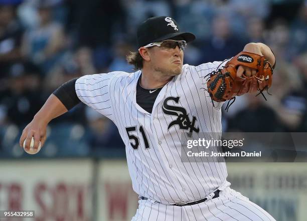 Starting pitcher Carson Fulmer of the Chicago White Sox delivers the ball against the Minnesota Twins at Guaranteed Rate Field on May 4, 2018 in...