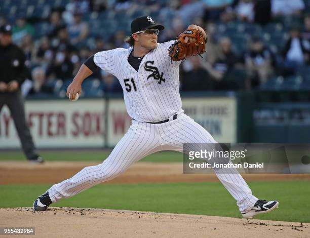 Starting pitcher Carson Fulmer of the Chicago White Sox delivers the ball against the Minnesota Twins at Guaranteed Rate Field on May 4, 2018 in...