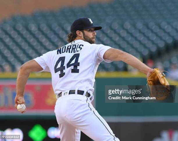 Daniel Norris of the Detroit Tigers pitches during the second game of a doubleheader against the Kansas City Royals at Comerica Park on April 20,...