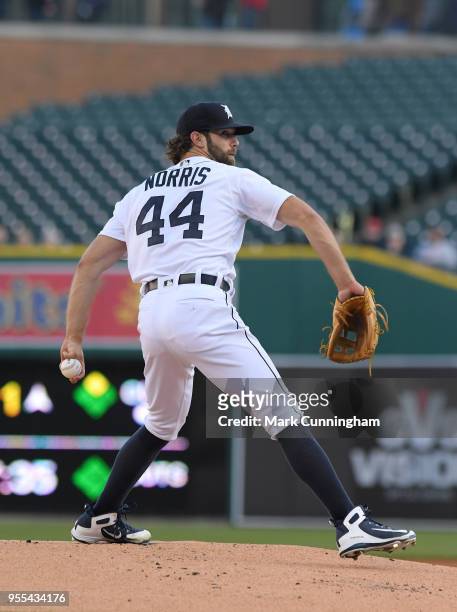 Daniel Norris of the Detroit Tigers pitches during the second game of a doubleheader against the Kansas City Royals at Comerica Park on April 20,...