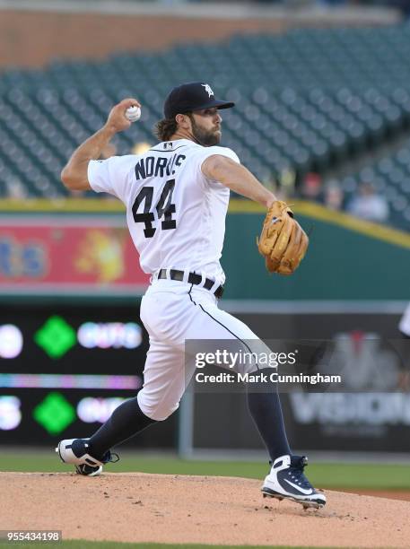 Daniel Norris of the Detroit Tigers pitches during the second game of a doubleheader against the Kansas City Royals at Comerica Park on April 20,...