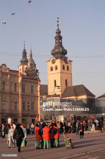 La place SNP de Banska Bystrica, Slovaquie.